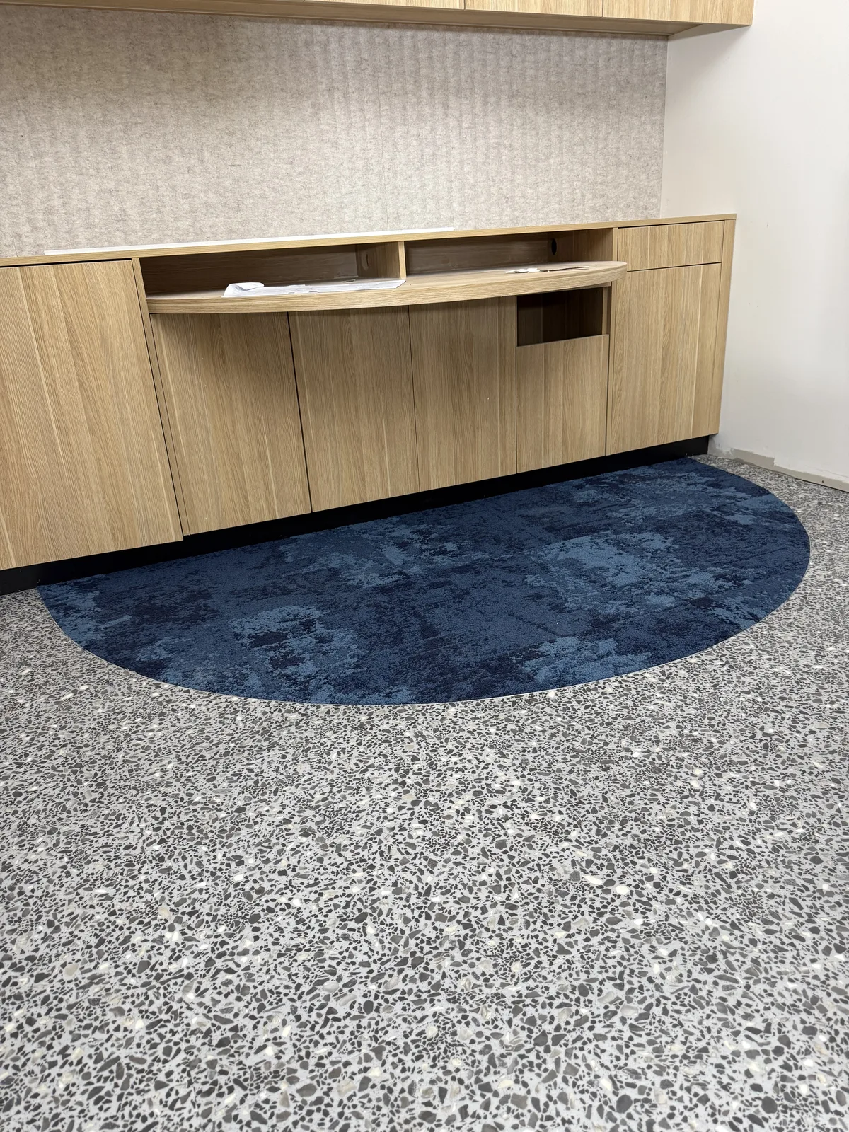 Healthcare fit-out LVT to carpet tile transitions